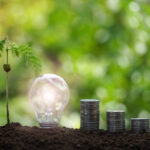 light bulb with coins stack increase business growth. business sustainable financial concept.