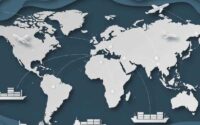 World map showing global logistics routes to illustrate how integrated supply chains strengthen poultry value chains in Latin America.
