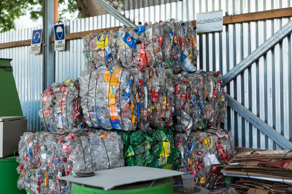 Collected plastic packaging in Guatemala prepared for recycling and circular waste management